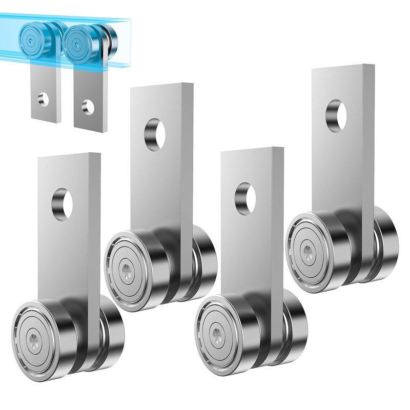 EASGIU 2 Wheel Trolley Assembly Rollers for 1-5/8" Wide Strut Channel - Garage Pulley System Hoist System (Silver-4 Pack) - Image 1